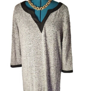 256. RD Style Grey with Black Trim Long-Sleeved Jersey Dress L